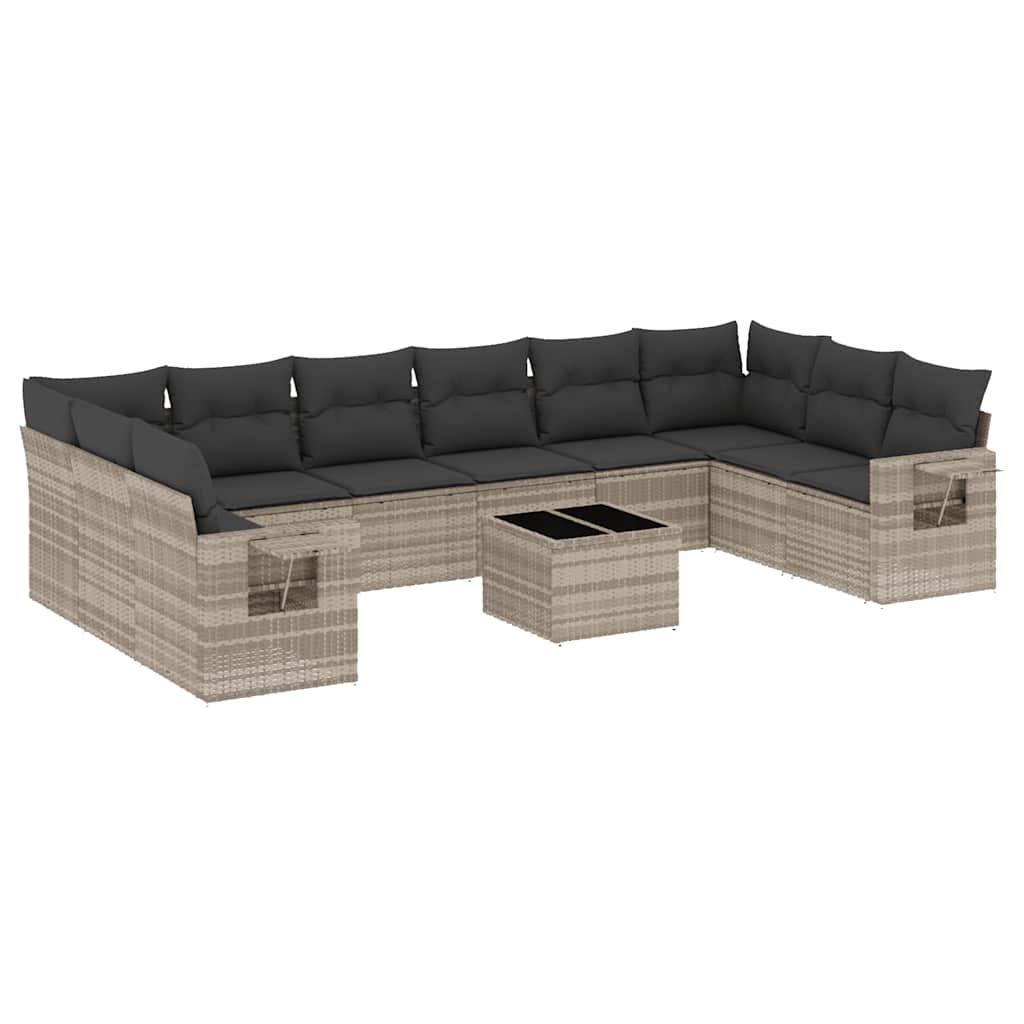 Set Divani da Giardino 11 pz con Cuscini in Polyrattan Grigio - homemem39