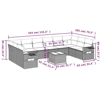 Set Divani da Giardino 11 pz con Cuscini Marrone in Polyrattan | homemem39