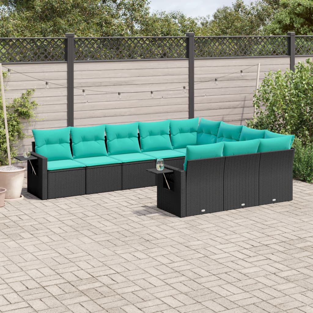 Set Divani da Giardino 10 pz con Cuscini in Polyrattan