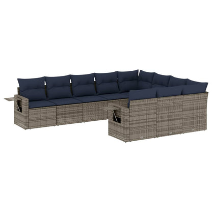 Set Divani da Giardino 10 pz con Cuscini in Polyrattan
