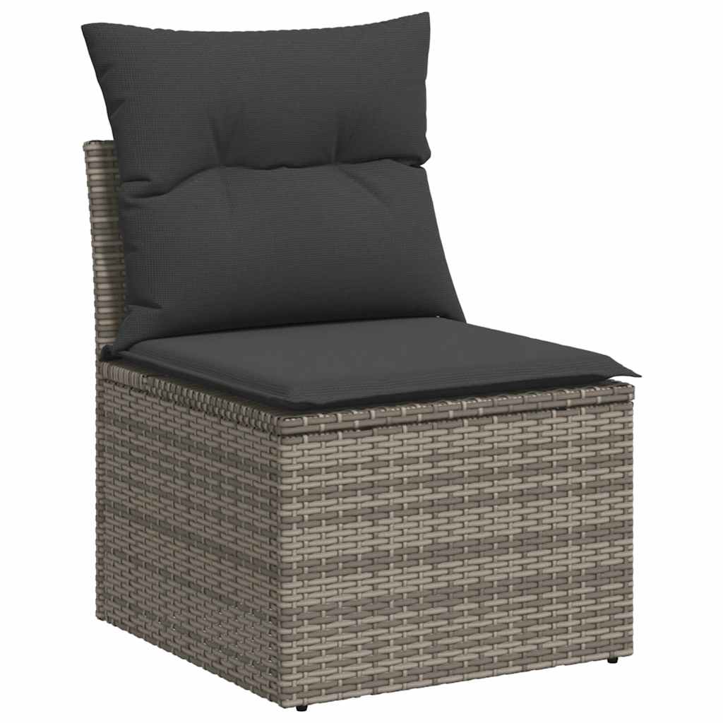 Set Divano Giardino 10 pz con Cuscini Grigio Chiaro Polyrattan - homemem39