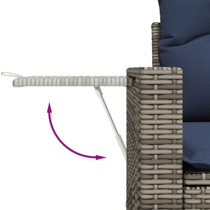 Set Divani da Giardino 11 pz con Cuscini Grigio in Polyrattan