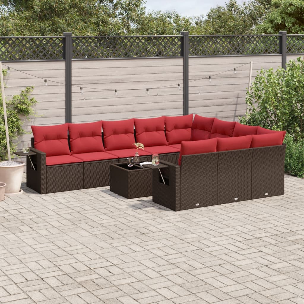 Set Divani da Giardino 11 pz con Cuscini in Polyrattan