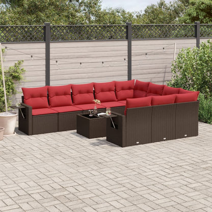 Set Divani da Giardino 11 pz con Cuscini in Polyrattan