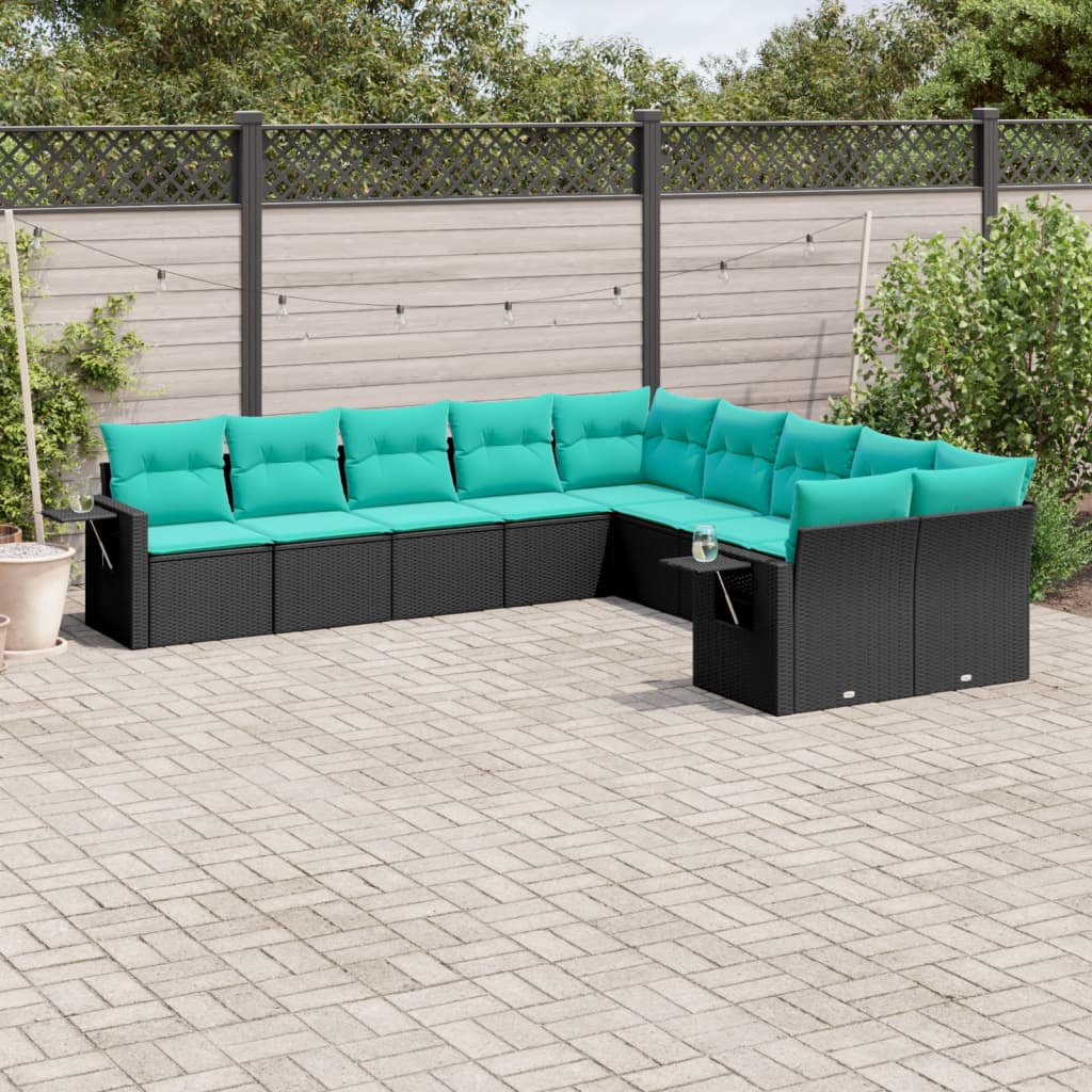 Set Divani da Giardino 10 pz con Cuscini in Polyrattan