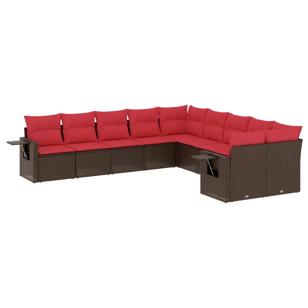 Set Divani da Giardino 10 pz con Cuscini in Polyrattan