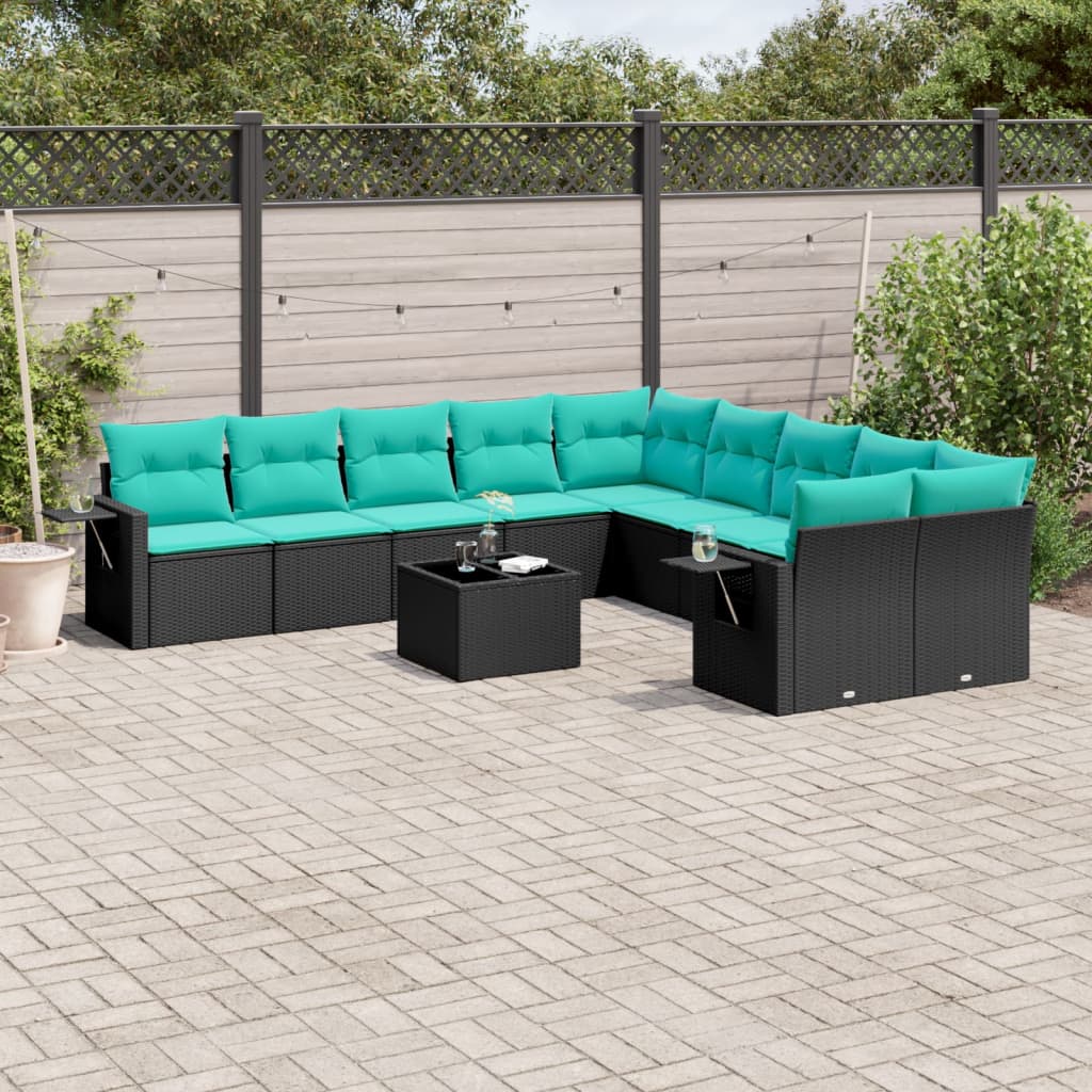 Set Divani da Giardino 11 pz con Cuscini in Polyrattan