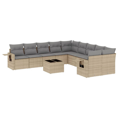 Set Divani da Giardino 11 pz con Cuscini Beige in Polyrattan - homemem39