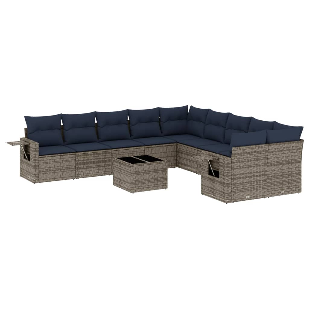 Set Divani da Giardino 11 pz con Cuscini in Polyrattan