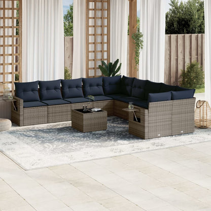 Set Divani da Giardino 11 pz con Cuscini in Polyrattan