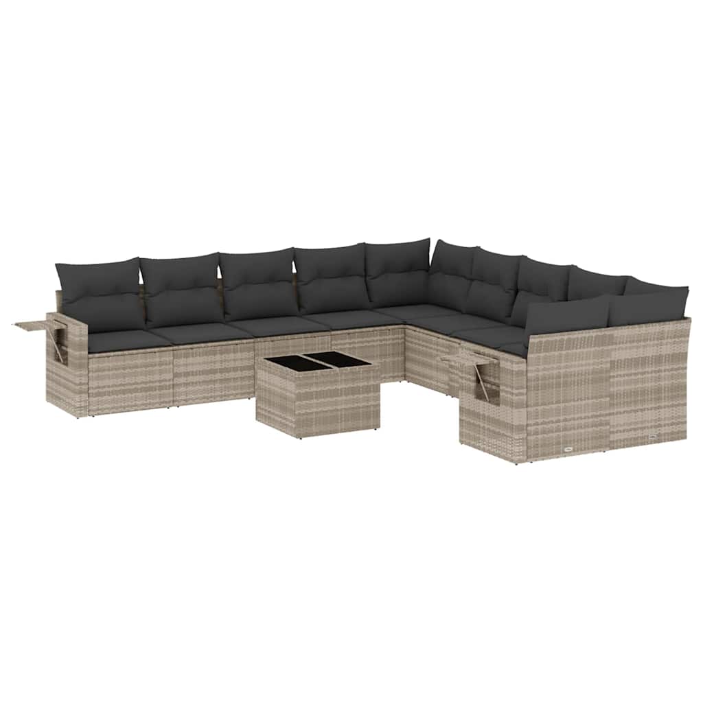 Set Divani da Giardino 11 pz con Cuscini in Polyrattan Grigio
