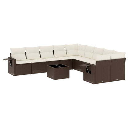 Set Divani da Giardino 11 pz con Cuscini Polyrattan Marrone - homemem39