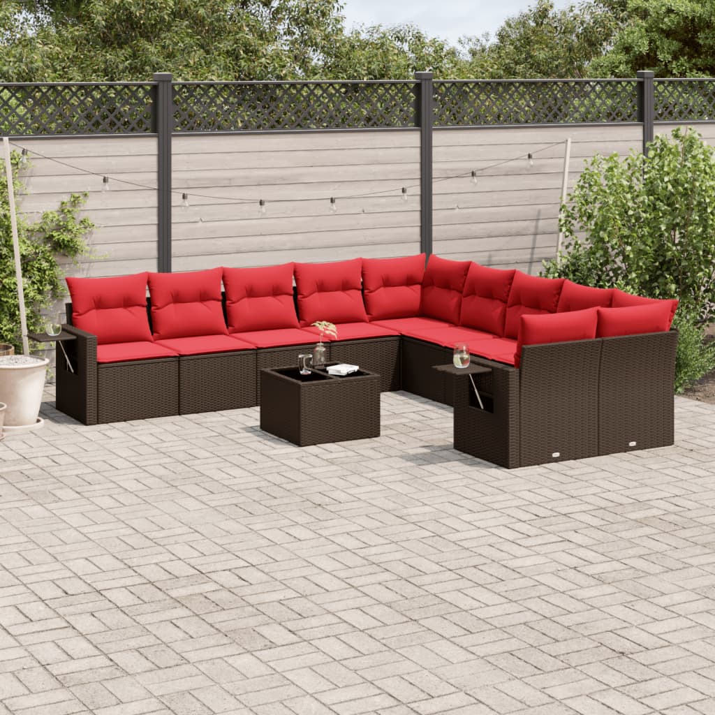Set Divani da Giardino 11 pz con Cuscini in Polyrattan