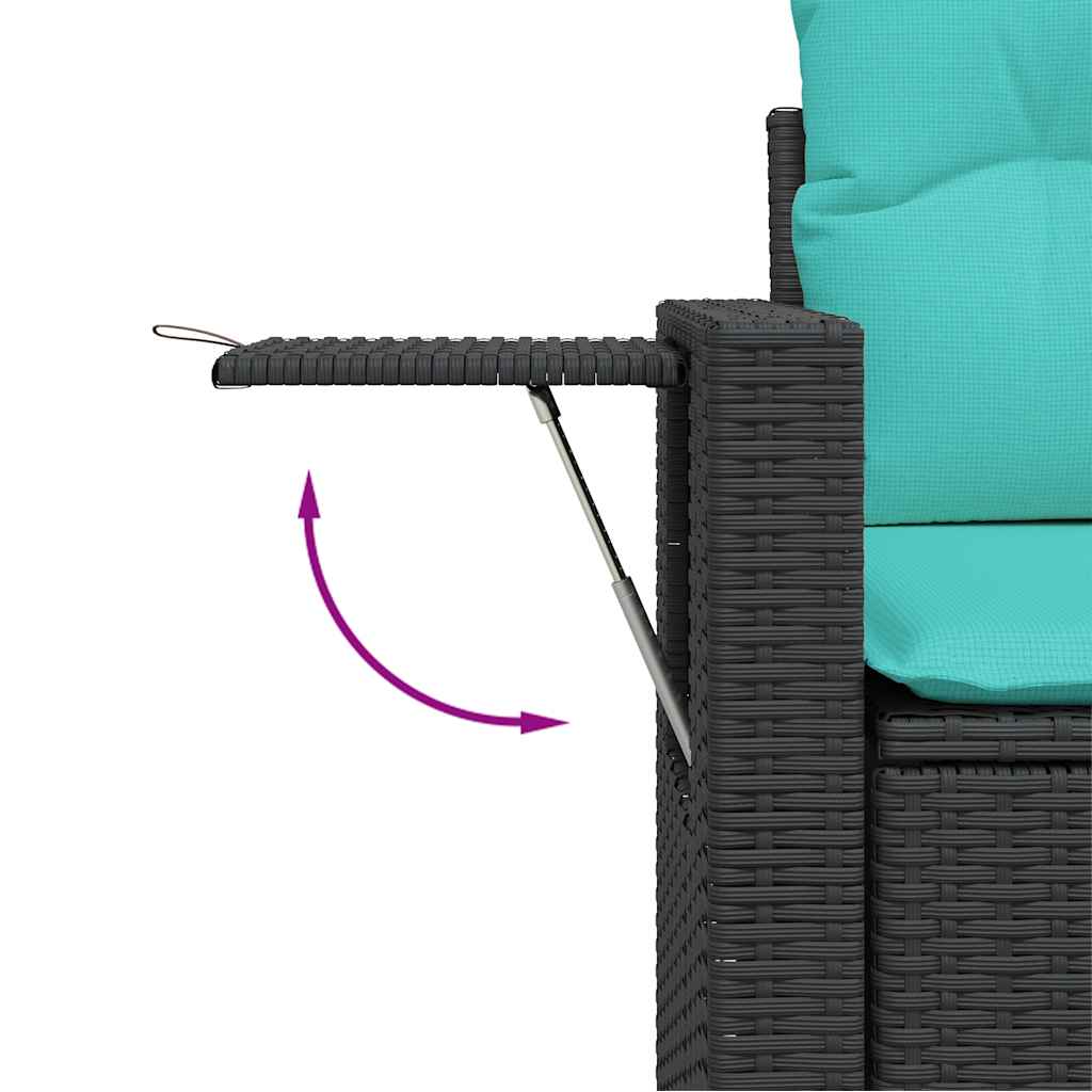 Set Divani da Giardino 11 pz con Cuscini Nero in Polyrattan