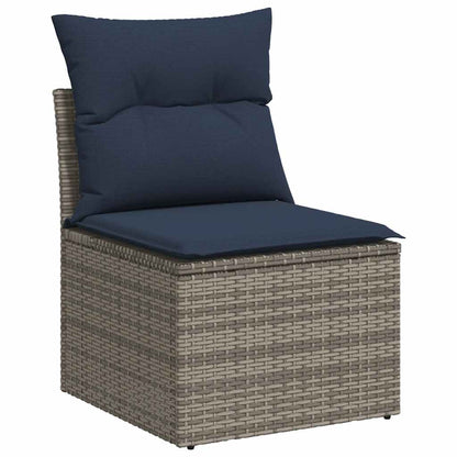 Set Divani da Giardino 11 pz con Cuscini Grigio in Polyrattan