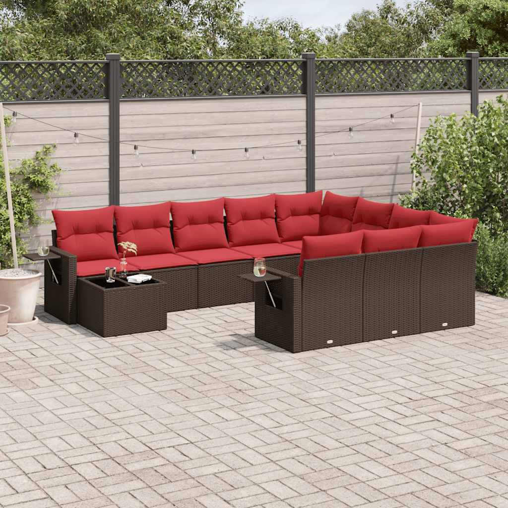 Set Divani da Giardino 11 pz con Cuscini in Polyrattan
