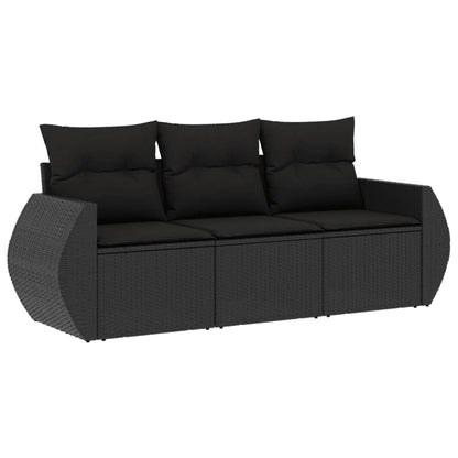 Set Divani da Giardino 3 pz con Cuscini in Polyrattan Nero | homemem39