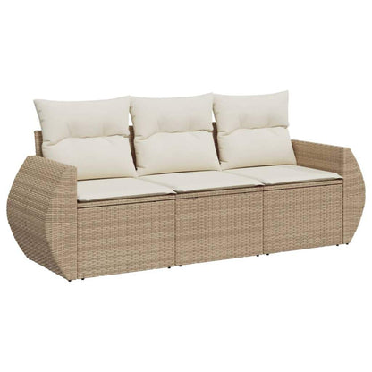 Set Divano da Giardino 3 pz con Cuscini Beige in Polyrattan - homemem39