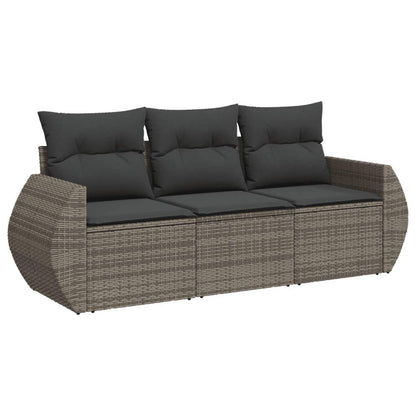 Set Divani da Giardino 3 pz con Cuscini Grigio in Polyrattan - homemem39