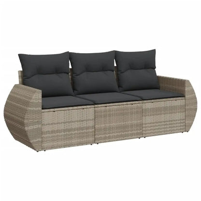 Set Divano da Giardino 3pz con Cuscini Grigio Chiaro Polyrattan - homemem39