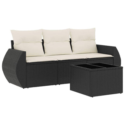 Set Divani da Giardino 4 pz con Cuscini Nero in Polyrattan - homemem39