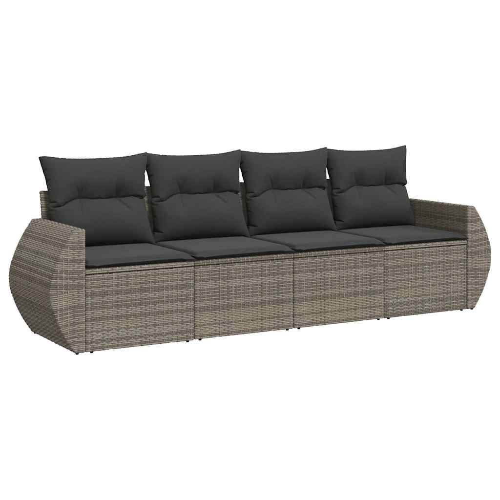 Set Divani da Giardino 4 pz con Cuscini in Polyrattan Grigio - homemem39