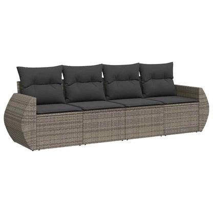 Set Divani da Giardino 4 pz con Cuscini in Polyrattan Grigio - homemem39
