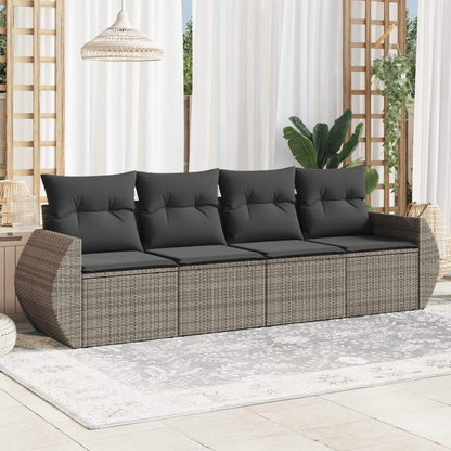 Set Divani da Giardino 4 pz con Cuscini in Polyrattan Grigio - homemem39