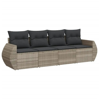 Set Divano da Giardino 4pz con Cuscini Grigio Chiaro Polyrattan - homemem39