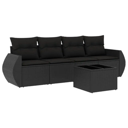 Set Divani da Giardino 5 pz con Cuscini in Polyrattan Nero - homemem39