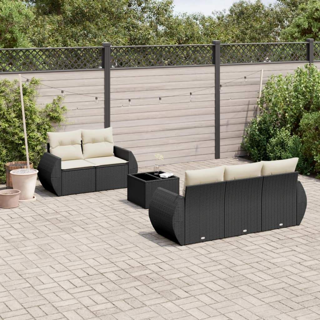 Set Divano da Giardino 6 pz con Cuscini Nero in Polyrattan - homemem39