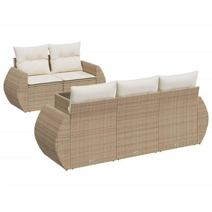 Set Divano da Giardino 6 pz con Cuscini Beige in Polyrattan - homemem39