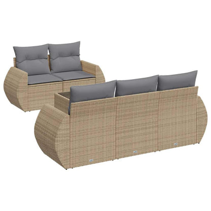 Set Divano da Giardino 6 pz con Cuscini Beige in Polyrattan - homemem39