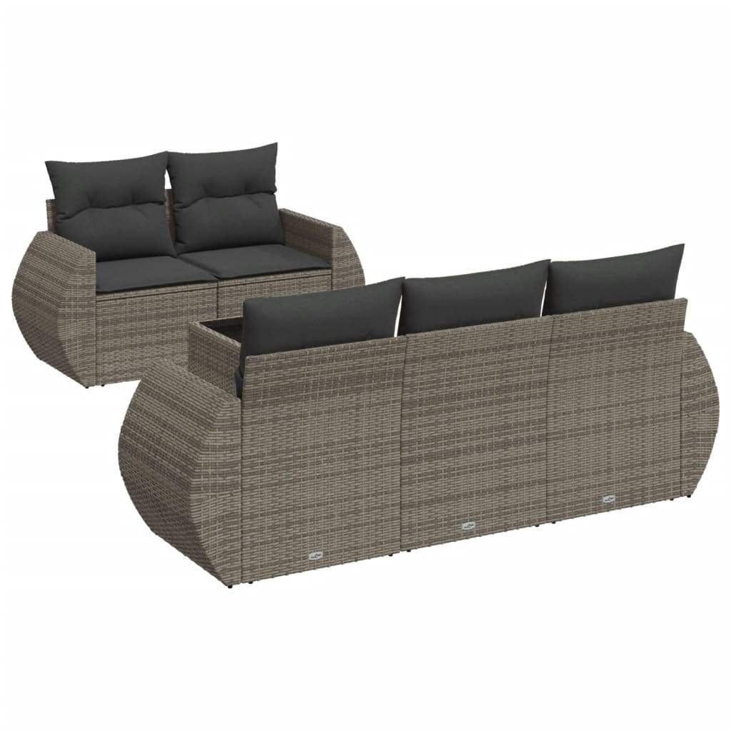 Set Divano da Giardino 6 pz con Cuscini Grigio in Polyrattan - homemem39