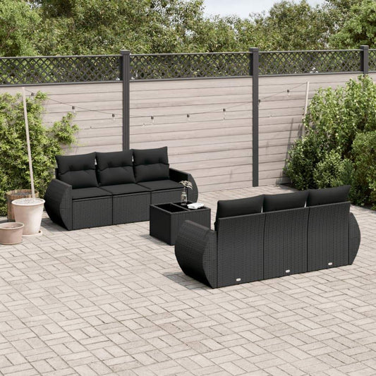 Set Divani da Giardino con Cuscini 7pz Nero Polyrattan - homemem39