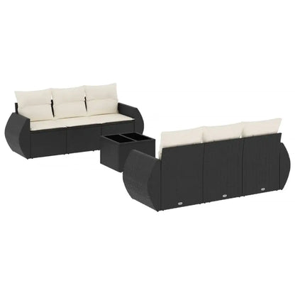 Set Divani da Giardino con Cuscini 7pz Nero Polyrattan - homemem39