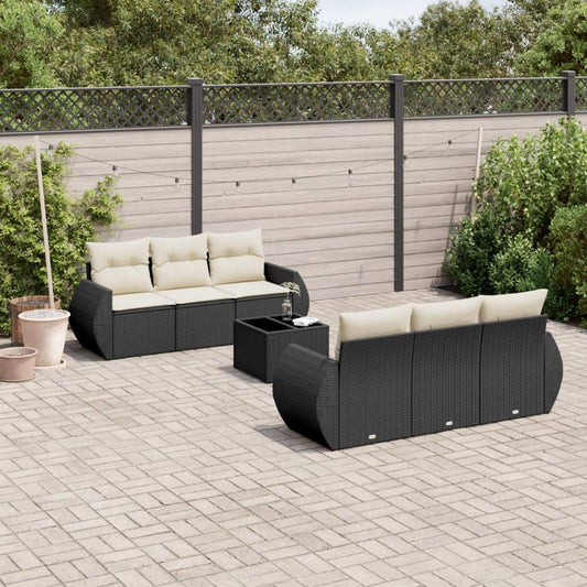Set Divani da Giardino con Cuscini 7pz Nero Polyrattan - homemem39