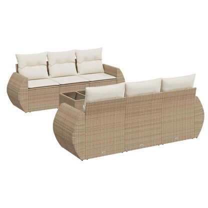 Set Divani da Giardino 7 pz con Cuscini Beige in Polyrattan - homemem39