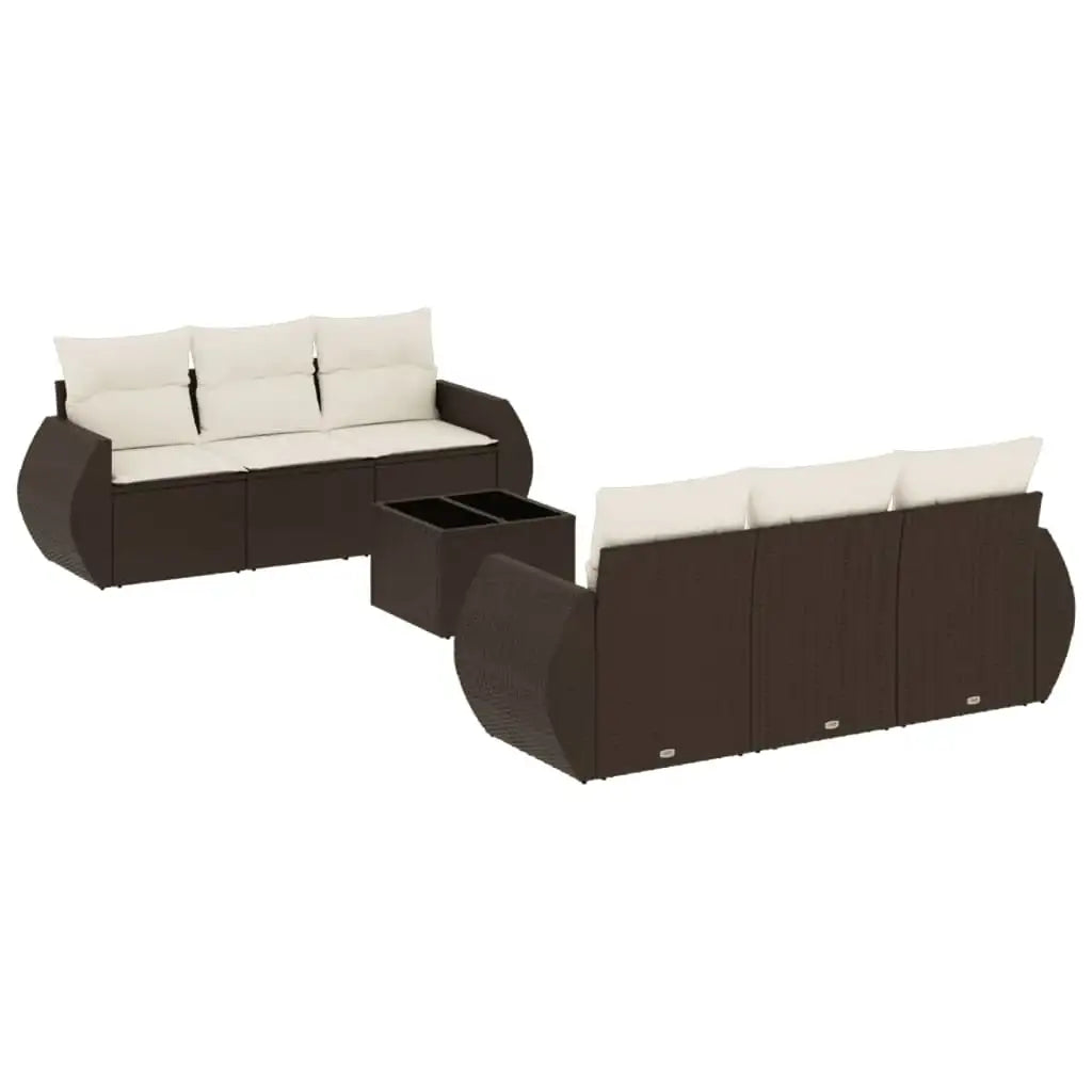 Set Divani da Giardino 7 pz con Cuscini Marrone in Polyrattan - homemem39