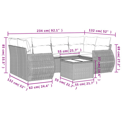 Set Divani da Giardino con Cuscini 7pz Nero Polyrattan | homemem39
