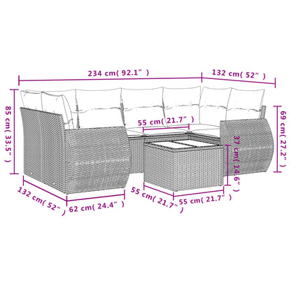 Set Divani da Giardino con Cuscini 7pz Nero Polyrattan | homemem39