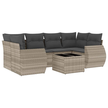 Set Divani da Giardino 7pz con Cuscini Grigio Chiaro Polyrattan - homemem39