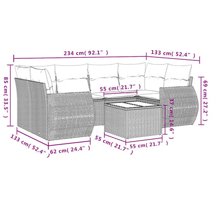 Set Divani da Giardino 7pz con Cuscini Grigio Chiaro Polyrattan - homemem39