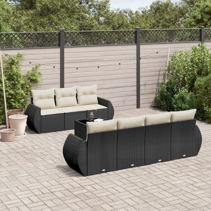 Set Divani da Giardino con Cuscini 8 pz Nero in Polyrattan - homemem39
