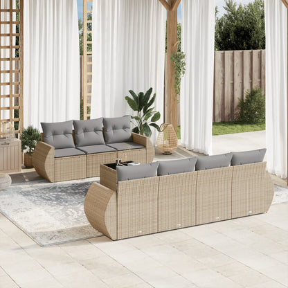 Set Divano da Giardino 8 pz con Cuscini Beige in Polyrattan - homemem39
