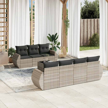 Set Divano da Giardino 8pz con Cuscini Grigio Chiaro Polyrattan - homemem39
