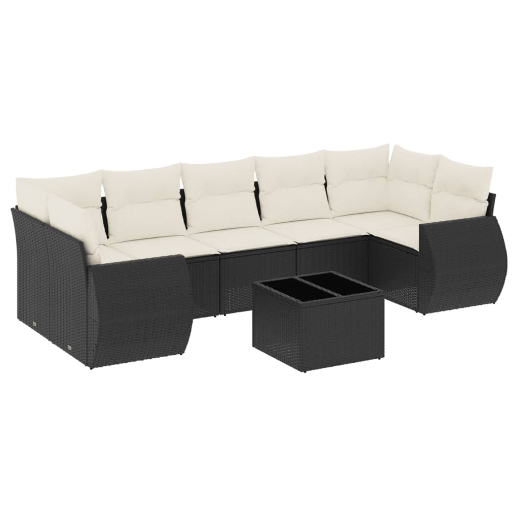 Set Divani da Giardino con Cuscini 8 pz Nero in Polyrattan | homemem39