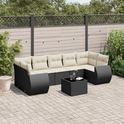 Set Divani da Giardino con Cuscini 8 pz Nero in Polyrattan | homemem39