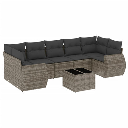 Set Divano da Giardino 8 pz con Cuscini Grigio in Polyrattan - homemem39