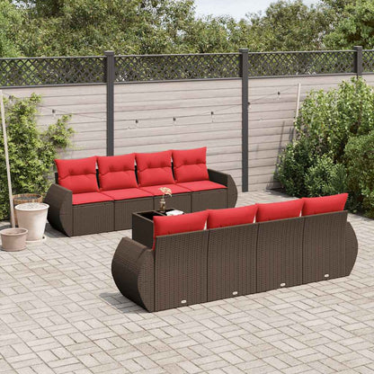 Set Divani da Giardino 9 pz con Cuscini in Polyrattan